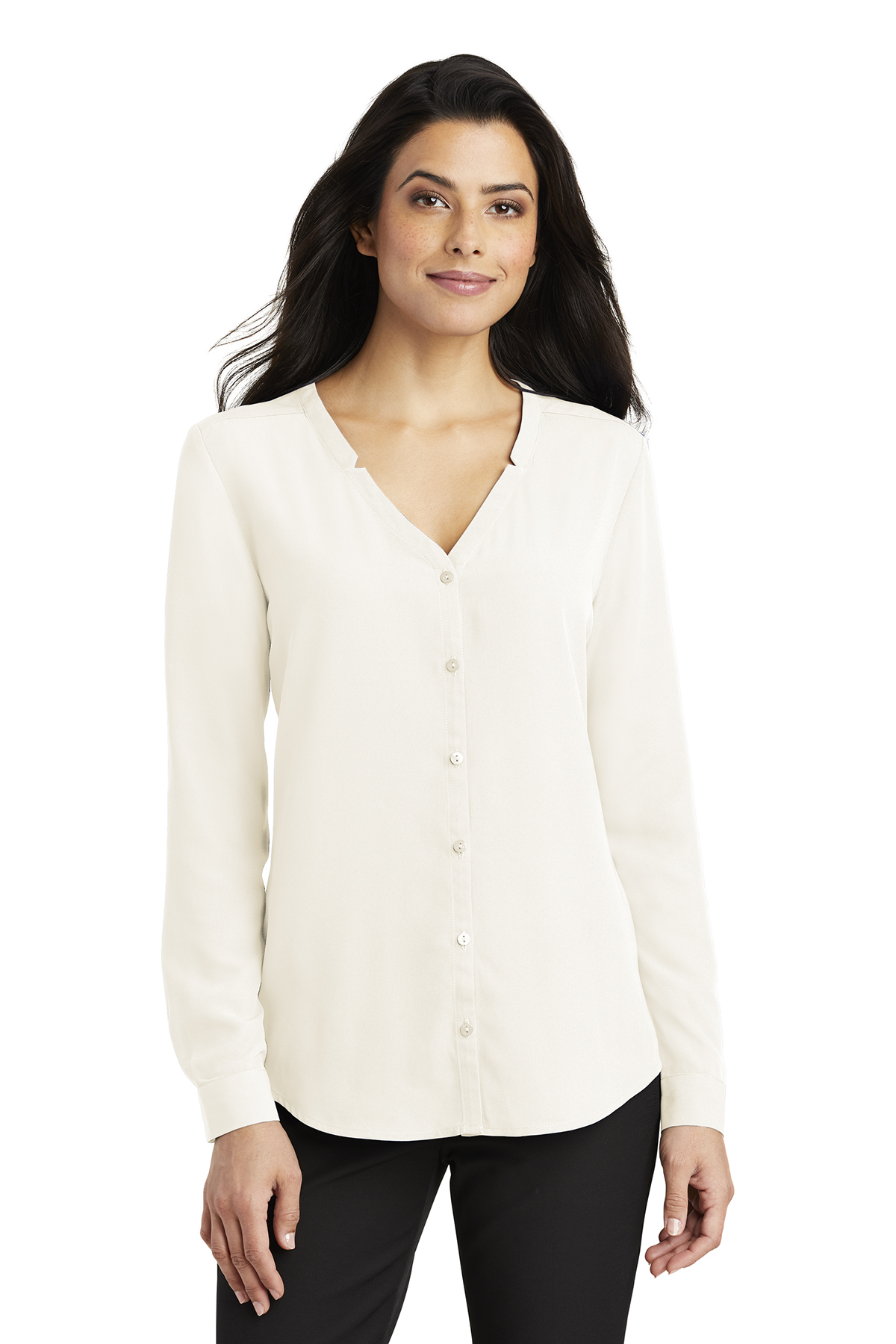 Port Authority Ladies Long Sleeve Button-Front Blouse - Image 6