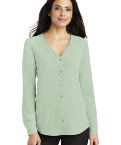 Port Authority Ladies Long Sleeve Button-Front Blouse - Image 8
