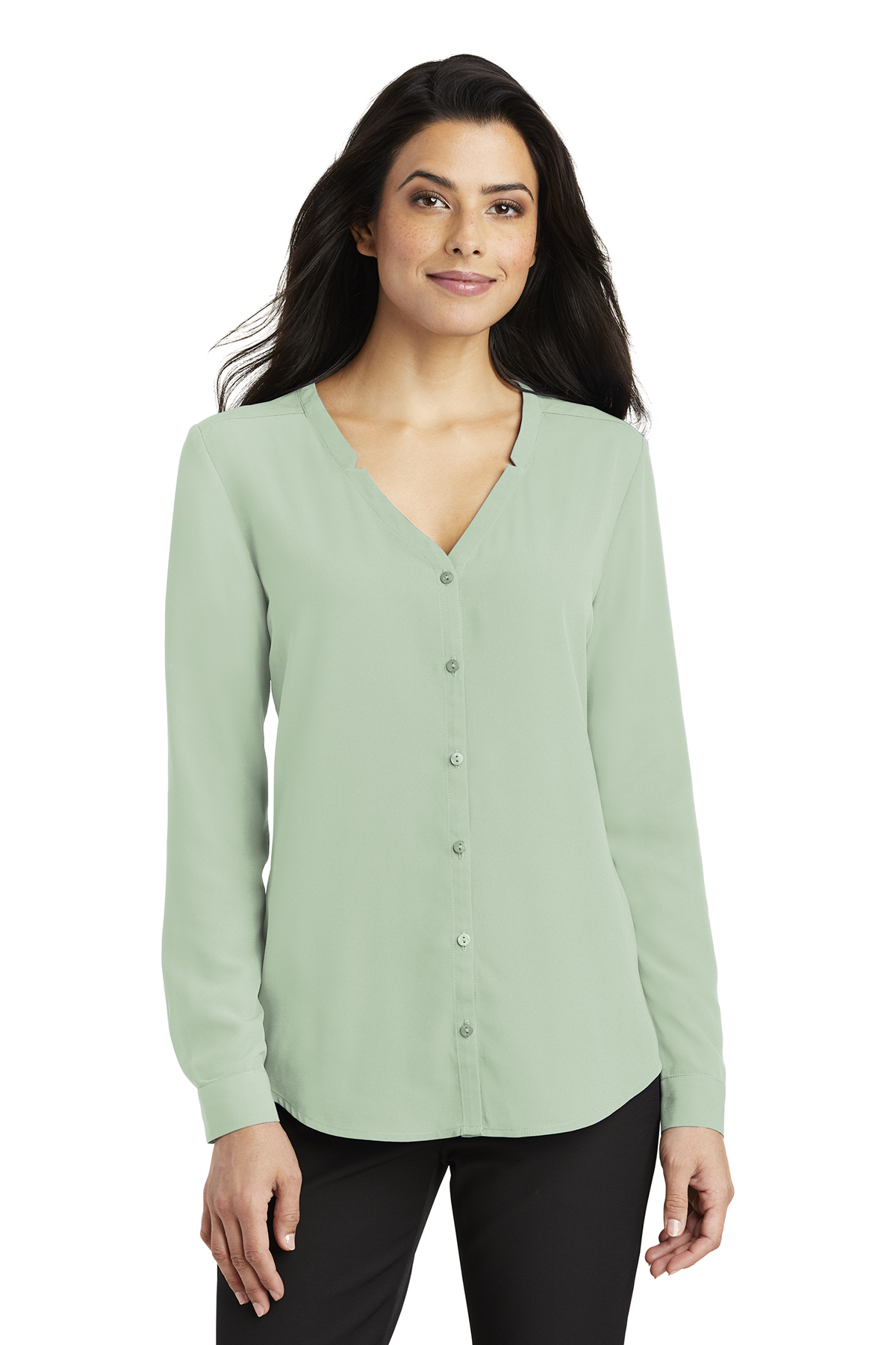 Port Authority Ladies Long Sleeve Button-Front Blouse - Image 8