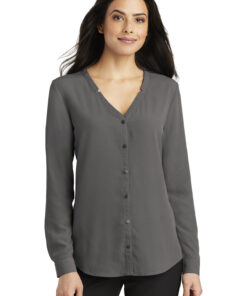 Port Authority Ladies Long Sleeve Button-Front Blouse - Image 7