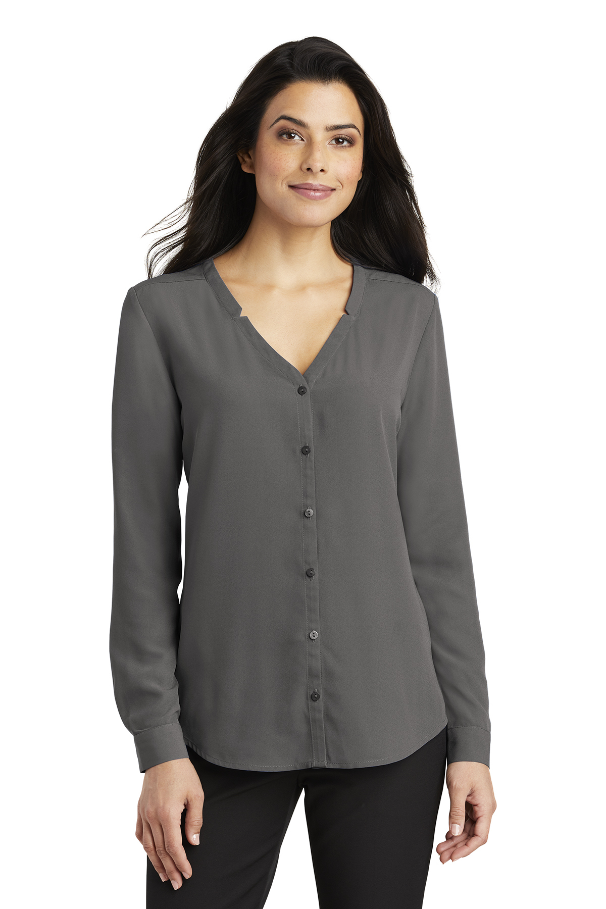 Port Authority Ladies Long Sleeve Button-Front Blouse - Image 7