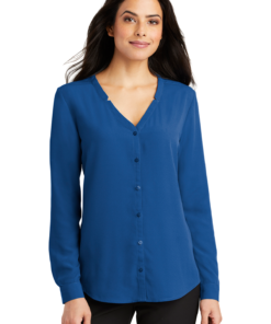 Port Authority Ladies Long Sleeve Button-Front Blouse
