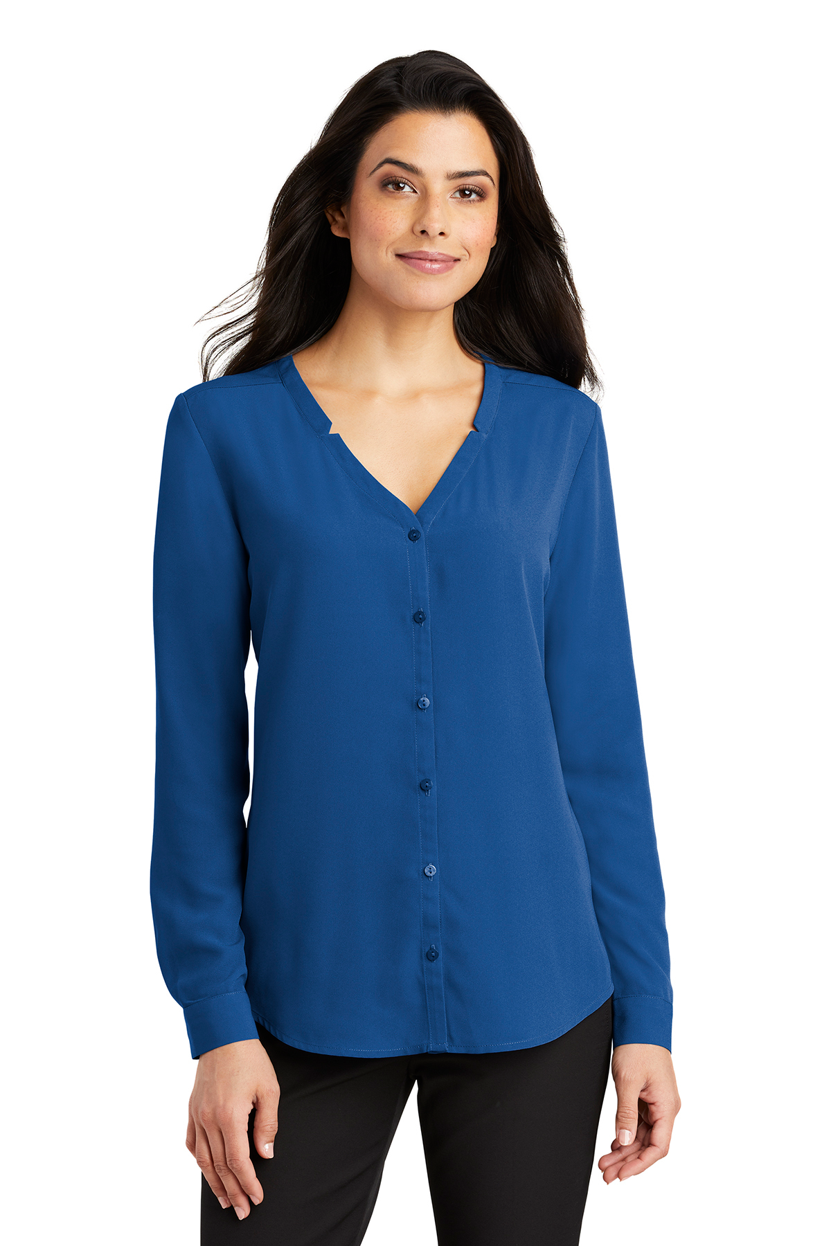 Port Authority Ladies Long Sleeve Button-Front Blouse - Image 1