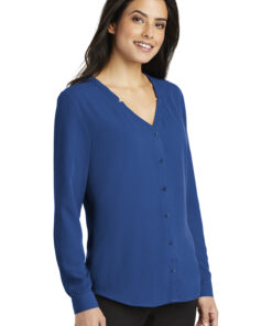 Port Authority Ladies Long Sleeve Button-Front Blouse - Image 2