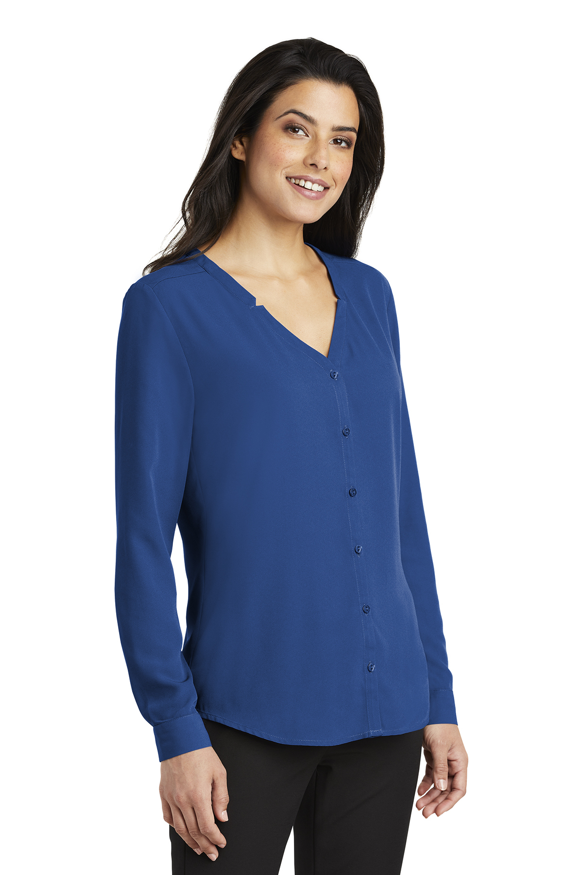 Port Authority Ladies Long Sleeve Button-Front Blouse - Image 2