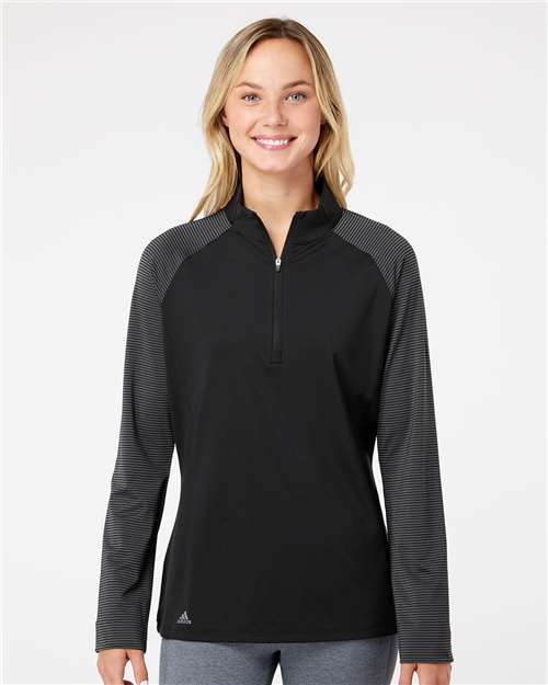 Adidas - Women's Stripe Block Quarter-Zip Pullover