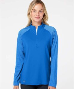 Adidas - Women's Stripe Block Quarter-Zip Pullover - Image 4