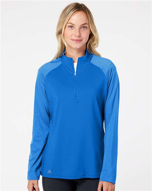 Adidas - Women's Stripe Block Quarter-Zip Pullover