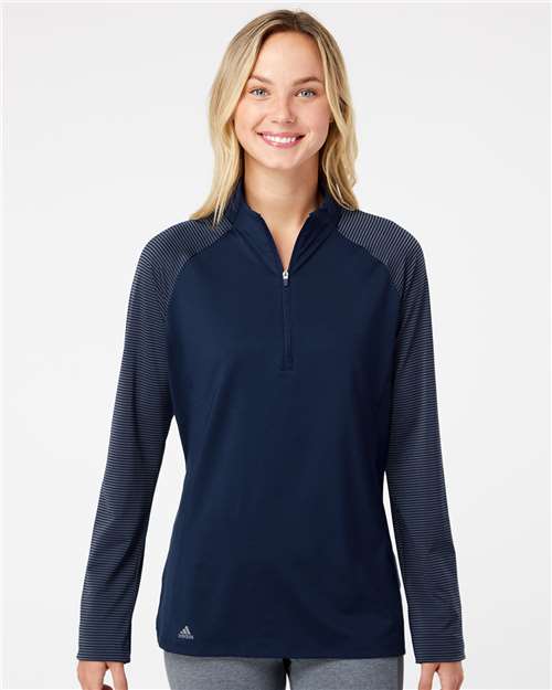 Adidas - Women's Stripe Block Quarter-Zip Pullover