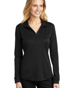 Port Authority Ladies Silk Touch Performance Long Sleeve Polo - Image 5