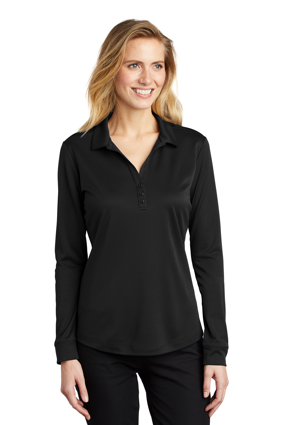 Port Authority Ladies Silk Touch Performance Long Sleeve Polo - Image 5