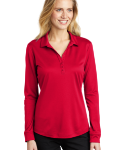 Port Authority Ladies Silk Touch Performance Long Sleeve Polo - Image 8