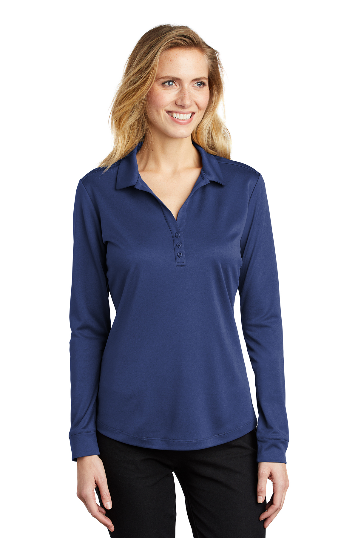 Port Authority Ladies Silk Touch Performance Long Sleeve Polo - Image 7