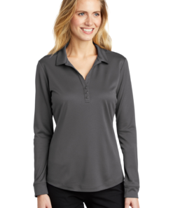 Port Authority Ladies Silk Touch Performance Long Sleeve Polo - Image 1