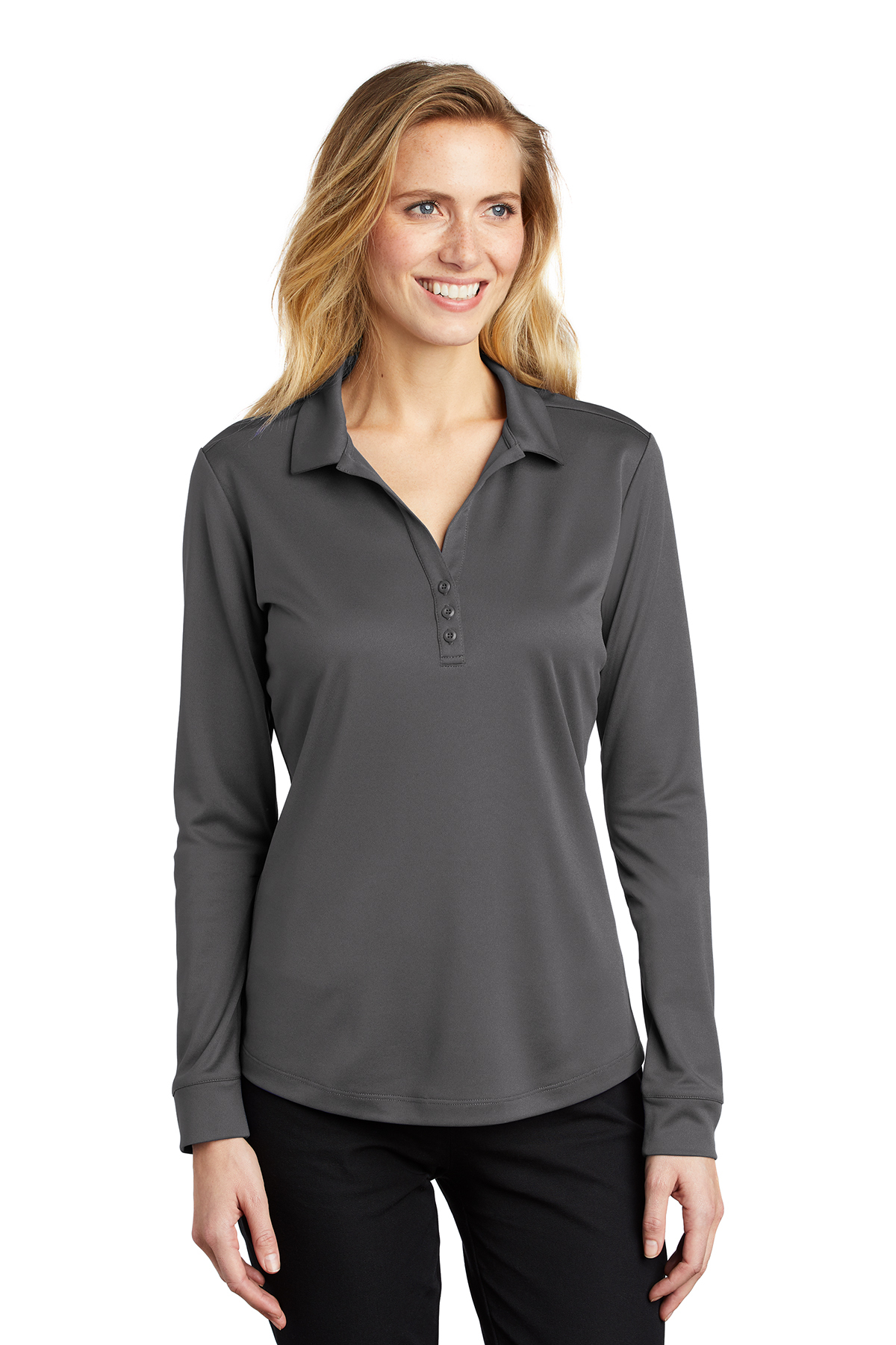 Port Authority Ladies Silk Touch Performance Long Sleeve Polo - Image 1