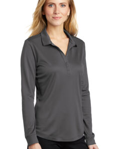 Port Authority Ladies Silk Touch Performance Long Sleeve Polo - Image 2