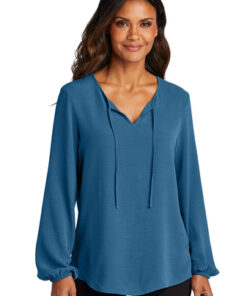 Port Authority Ladies Textured Crepe Blouse - Image 5