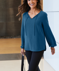 Port Authority Ladies Textured Crepe Blouse - Image 4